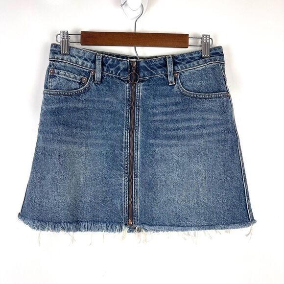 Free People Dresses & Skirts - Free People We the Free Exposed Zipper Denim Mini Skirt Women's Size 26